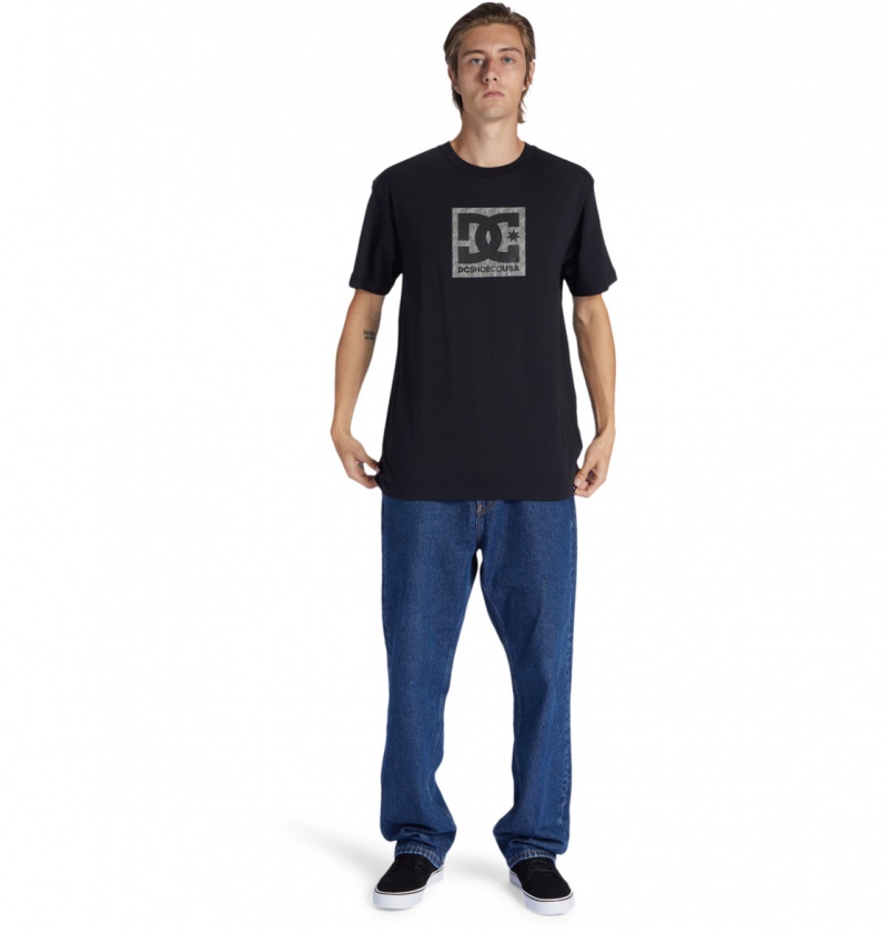 Black / Greystone DC Shoes DC Square Star Fill - T-Shirt | 863RKEQCF