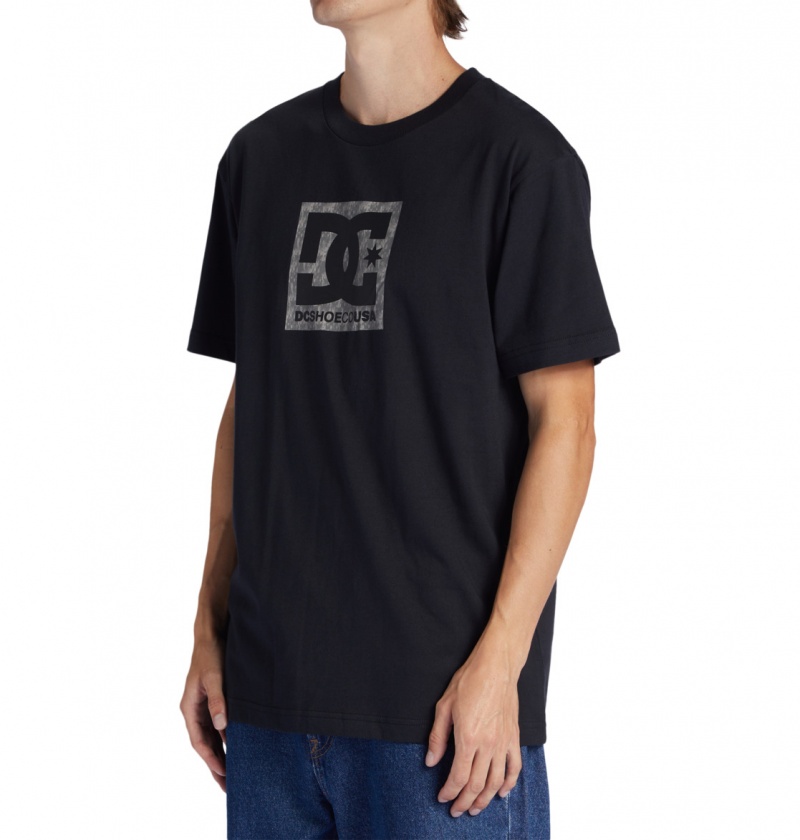 Black / Greystone DC Shoes DC Square Star Fill - T-Shirt | 863RKEQCF