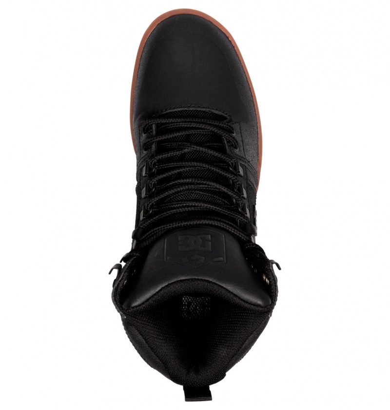 Black / Gum DC Shoes Pure Hi - Water Resistant High Top Leather Boots | 594ASTQCN