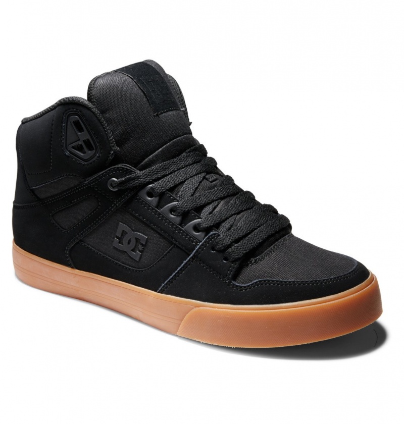 Black / Gum DC Shoes Pure High-Top - Leather High-Top Shoes | 659NXDHCU
