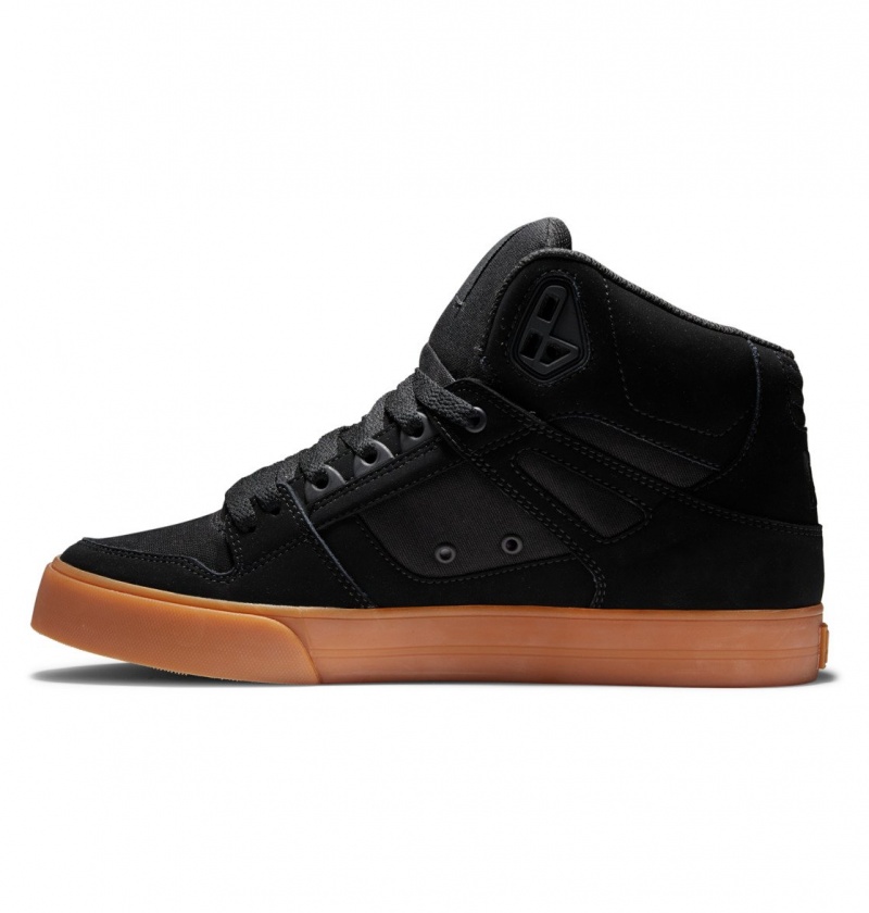 Black / Gum DC Shoes Pure High-Top - Leather High-Top Shoes | 659NXDHCU