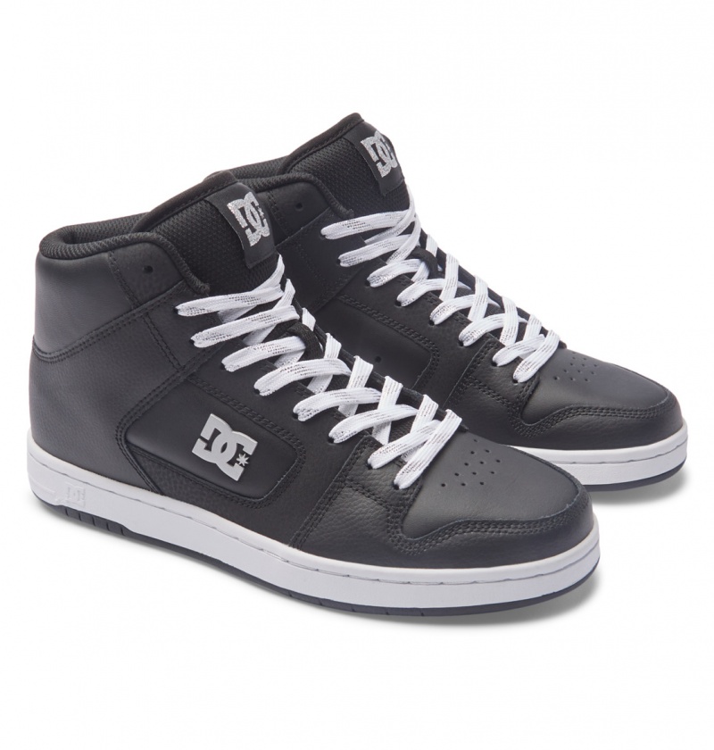 Black / Silver DC Shoes Manteca 4 Hi - High-Top Leather Shoes | 802KJPUHS