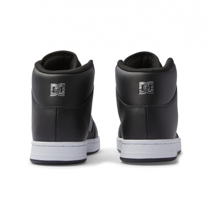 Black / Silver DC Shoes Manteca 4 Hi - High-Top Leather Shoes | 802KJPUHS