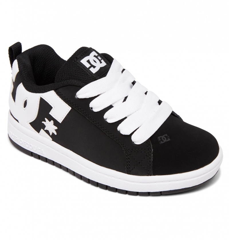 Black / White DC Shoes Court Graffik - Leather Shoes | 689OEQSKY