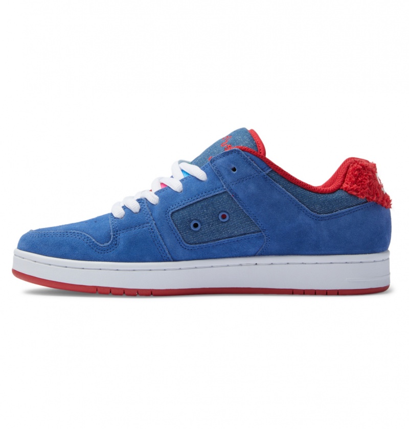 Blue / Red DC Shoes Manteca S - Leather Skate Shoes | 532EWUPJN