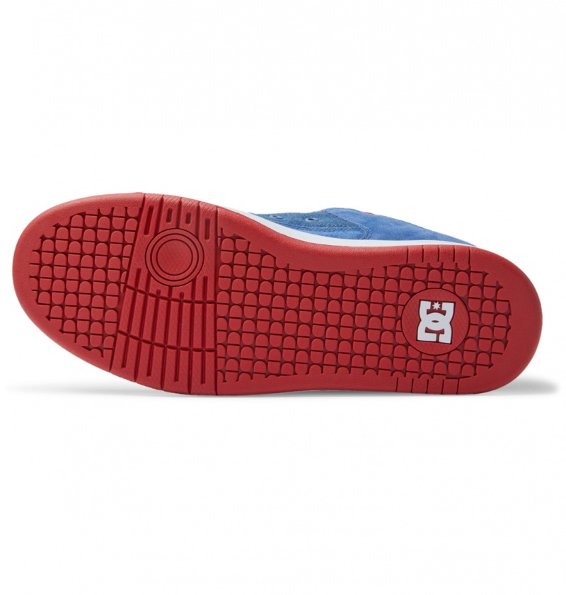 Blue / Red DC Shoes Manteca S - Leather Skate Shoes | 532EWUPJN