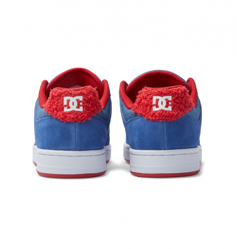 Blue / Red DC Shoes Manteca S - Leather Skate Shoes | 532EWUPJN