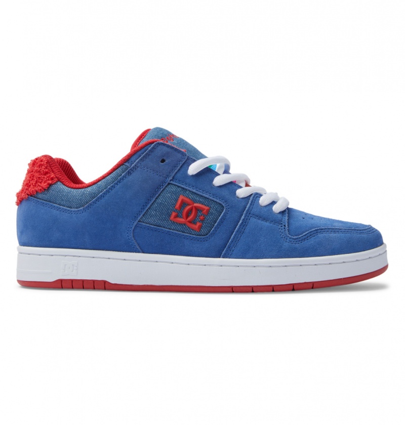 Blue / Red DC Shoes Manteca S - Leather Skate Shoes | 532EWUPJN