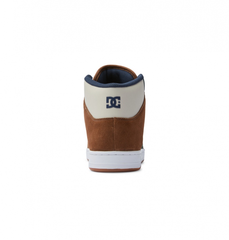 Brown / Brown / Green DC Shoes Manteca 4 Hi S - High-Top Leather Skate Shoes | 907VSLBNE