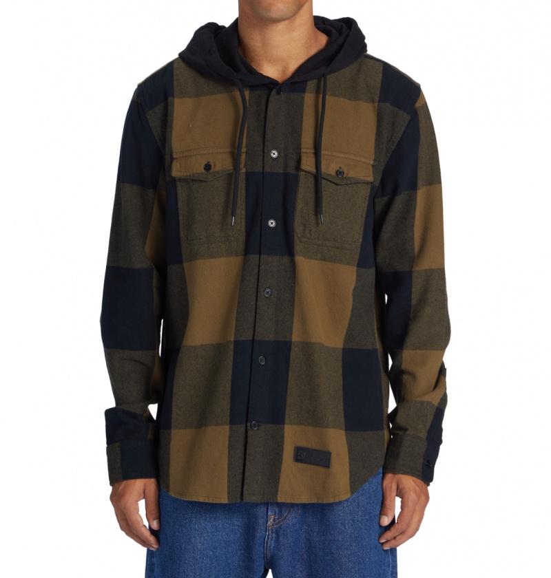 Capers / Black Plaid DC Shoes Ruckus - Hooded Long Sleeve Shirt | 598LHZIOT