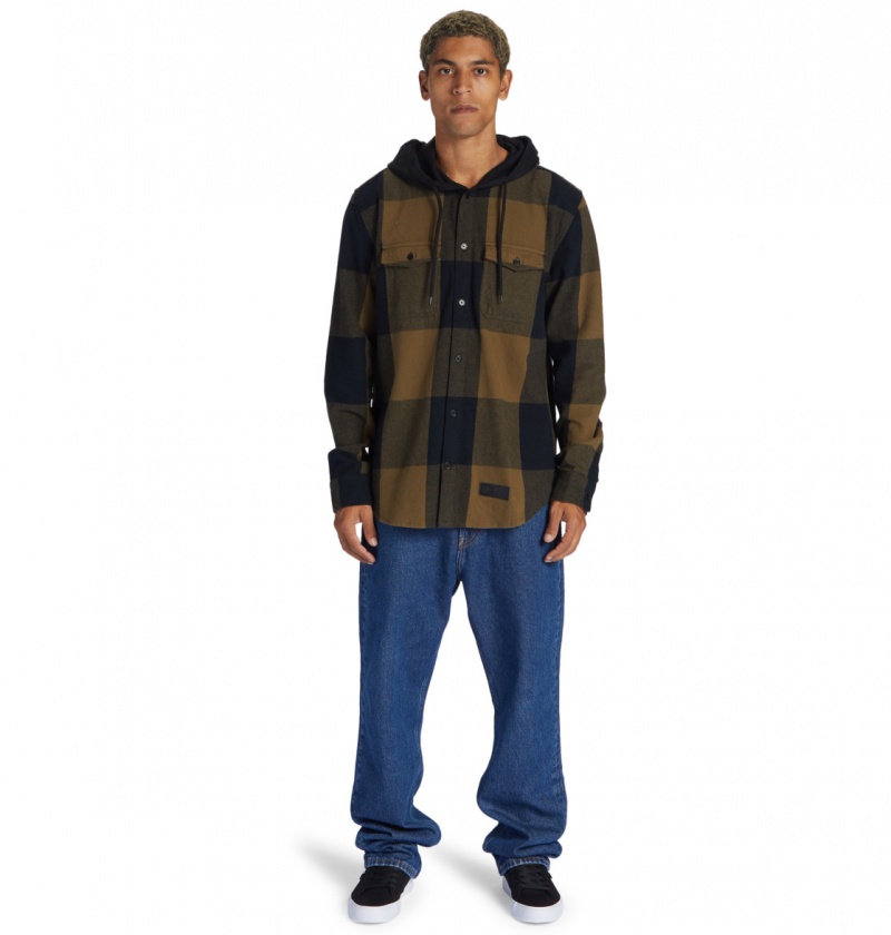 Capers / Black Plaid DC Shoes Ruckus - Hooded Long Sleeve Shirt | 598LHZIOT