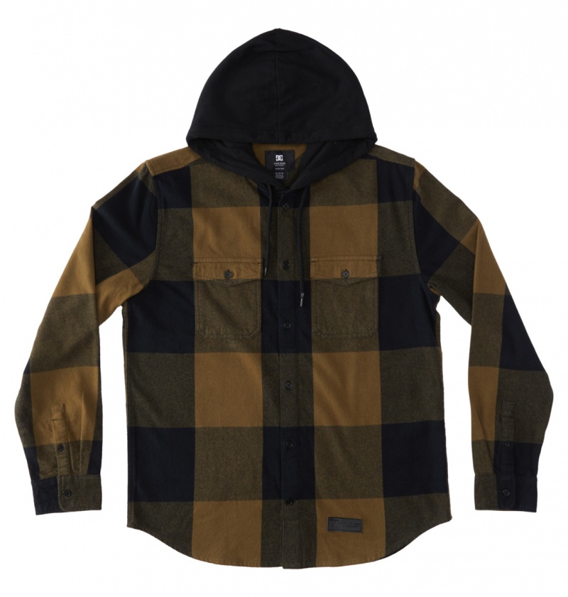 Capers / Black Plaid DC Shoes Ruckus - Hooded Long Sleeve Shirt | 598LHZIOT