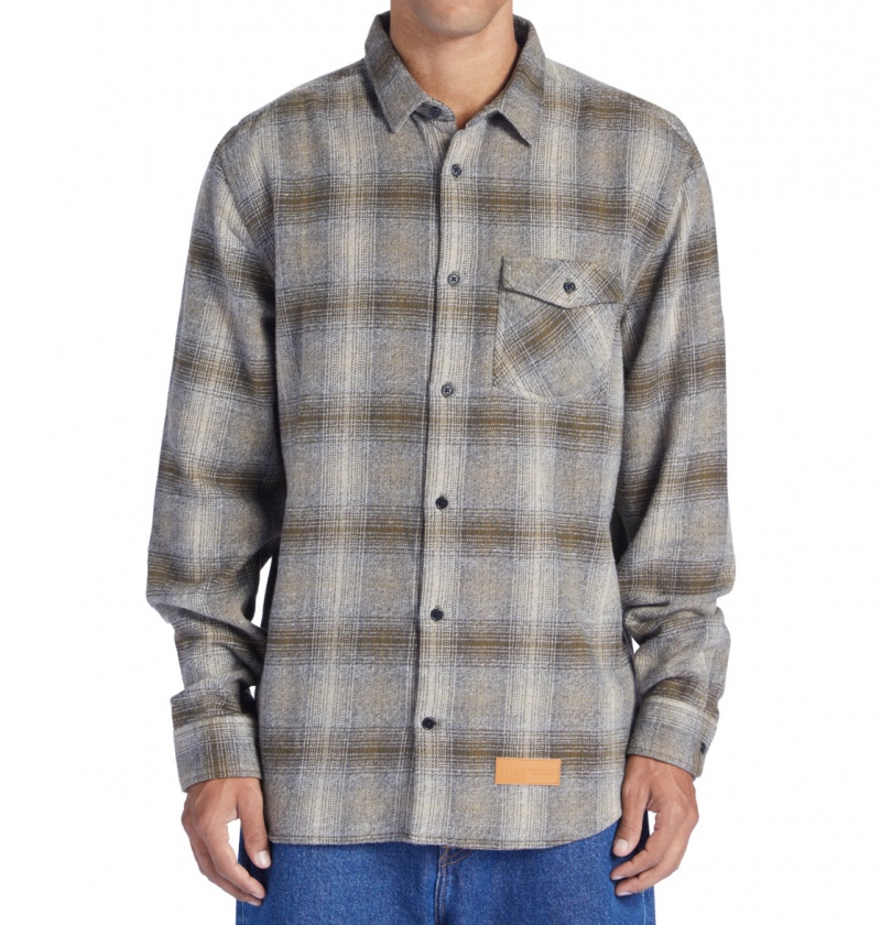 Capers / Plaza Toupe Plaid DC Shoes Marshal Flannel - Long Sleeve Shirt | 597ZDBNEM