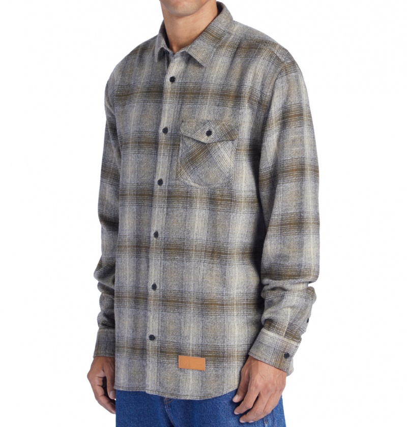 Capers / Plaza Toupe Plaid DC Shoes Marshal Flannel - Long Sleeve Shirt | 597ZDBNEM