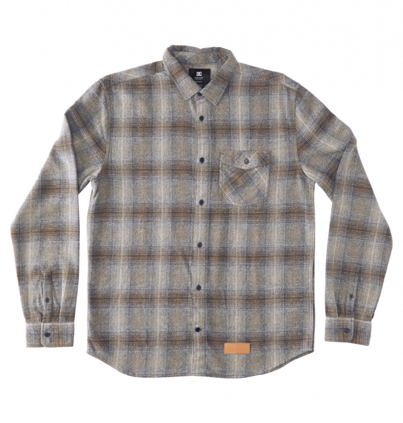 Capers / Plaza Toupe Plaid DC Shoes Marshal Flannel - Long Sleeve Shirt | 597ZDBNEM