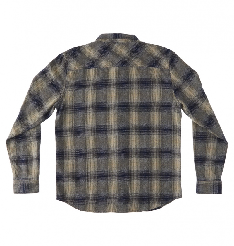 Dress Blue / Plaza Toupe Plaid DC Shoes Marshal Flannel - Long Sleeve Shirt | 527YEUSHO