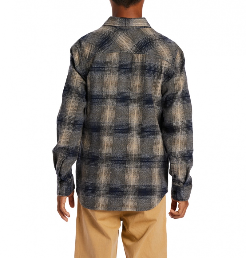 Dress Blue / Plaza Toupe Plaid DC Shoes Marshal Flannel - Long Sleeve Shirt 10-16 | 501KOTNAS