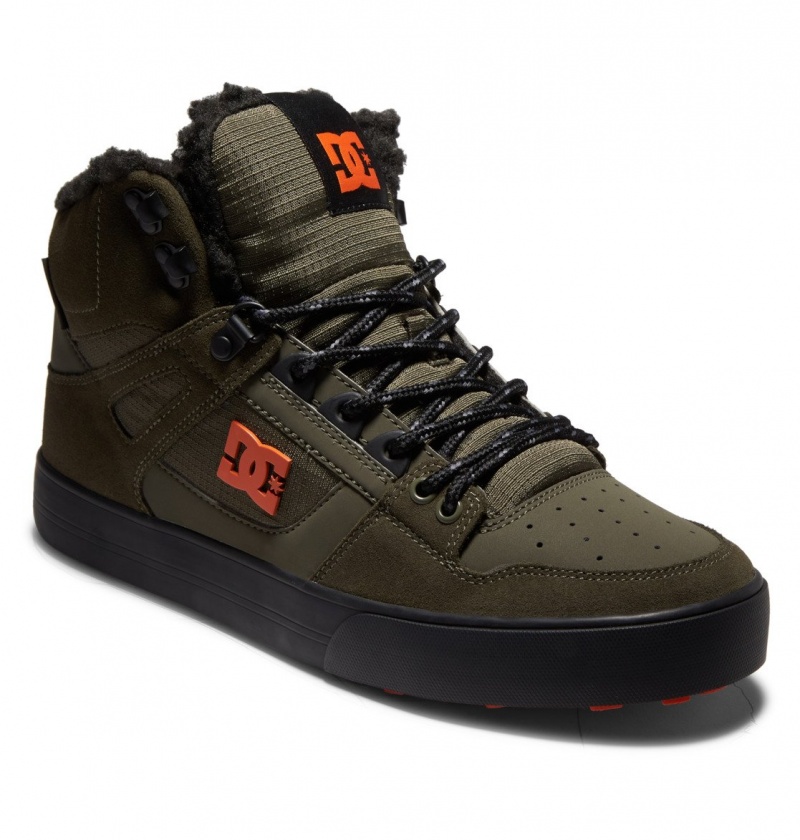 Dusty Olive / Orange DC Shoes Pure High WNT - Winter High-Top Boots | 063ZTFWYM