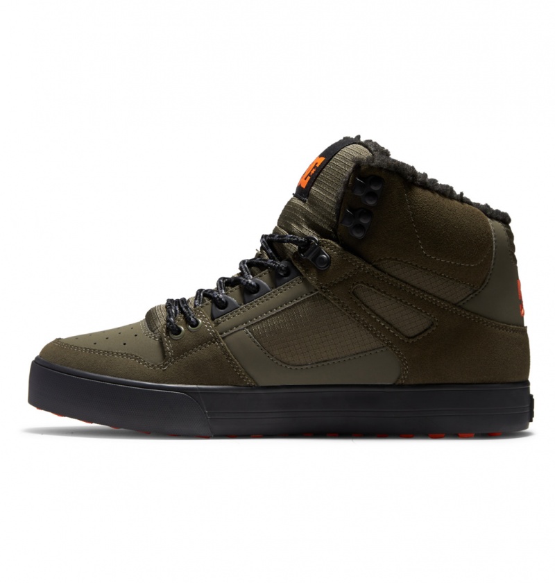 Dusty Olive / Orange DC Shoes Pure High WNT - Winter High-Top Boots | 063ZTFWYM