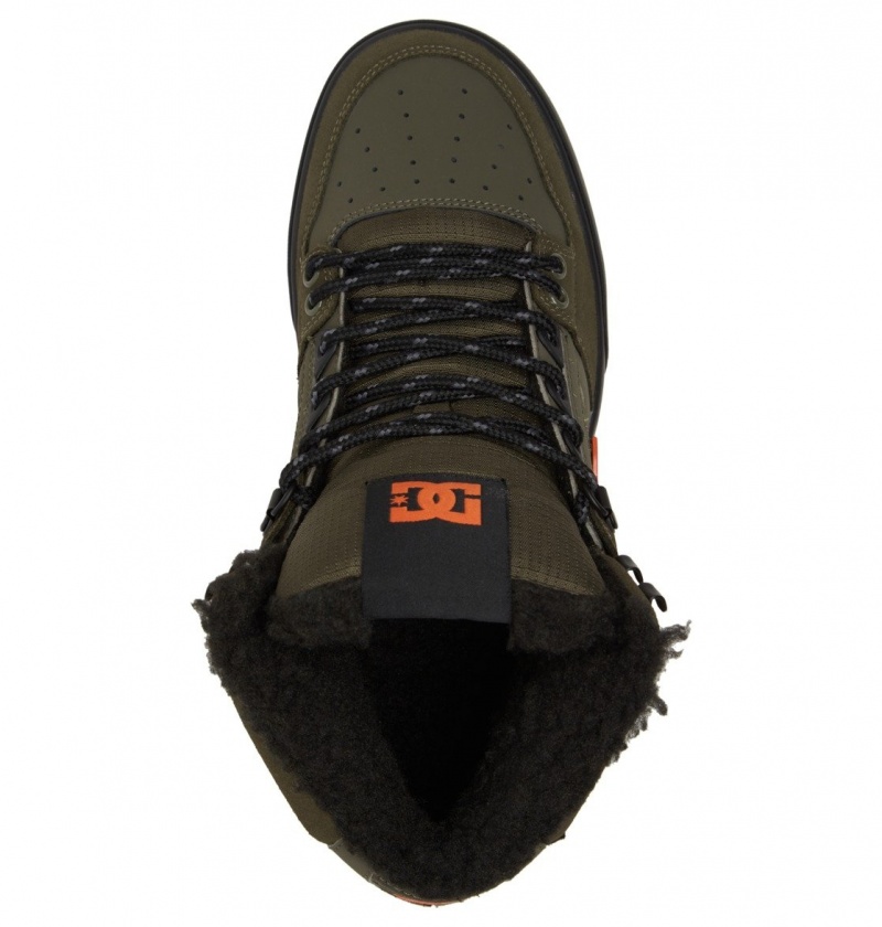 Dusty Olive / Orange DC Shoes Pure High WNT - Winter High-Top Boots | 063ZTFWYM