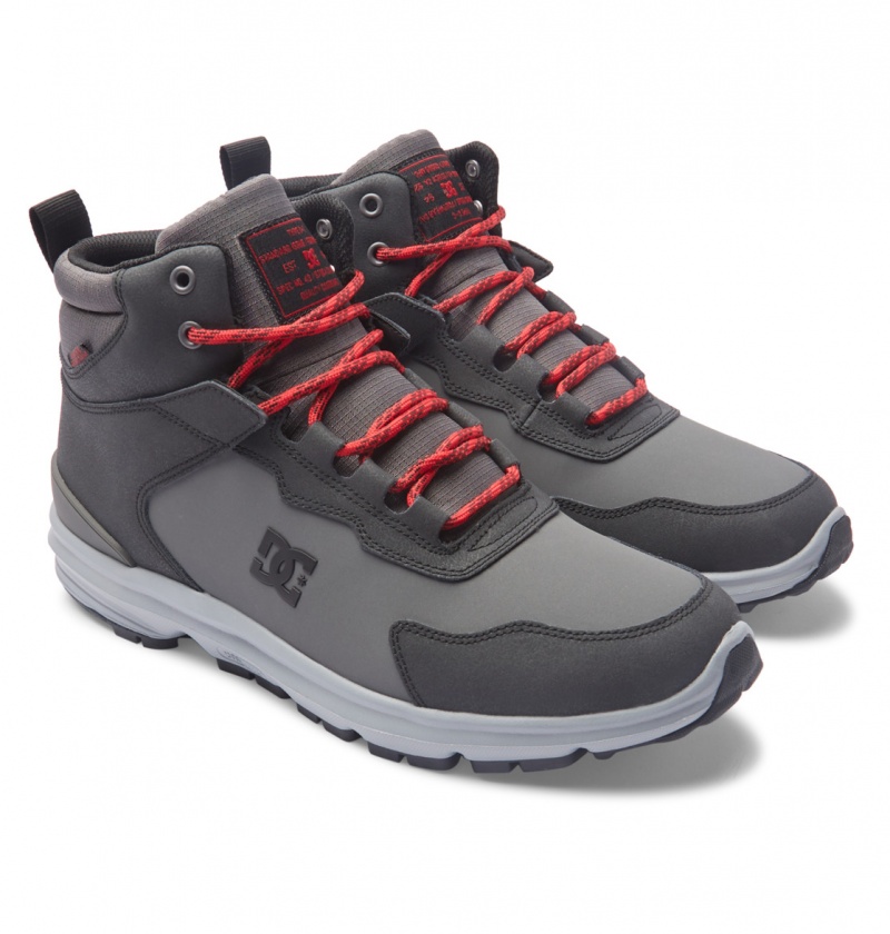 Grey / Black / Red DC Shoes Mutiny - Leather Boots | 145AGQLEK