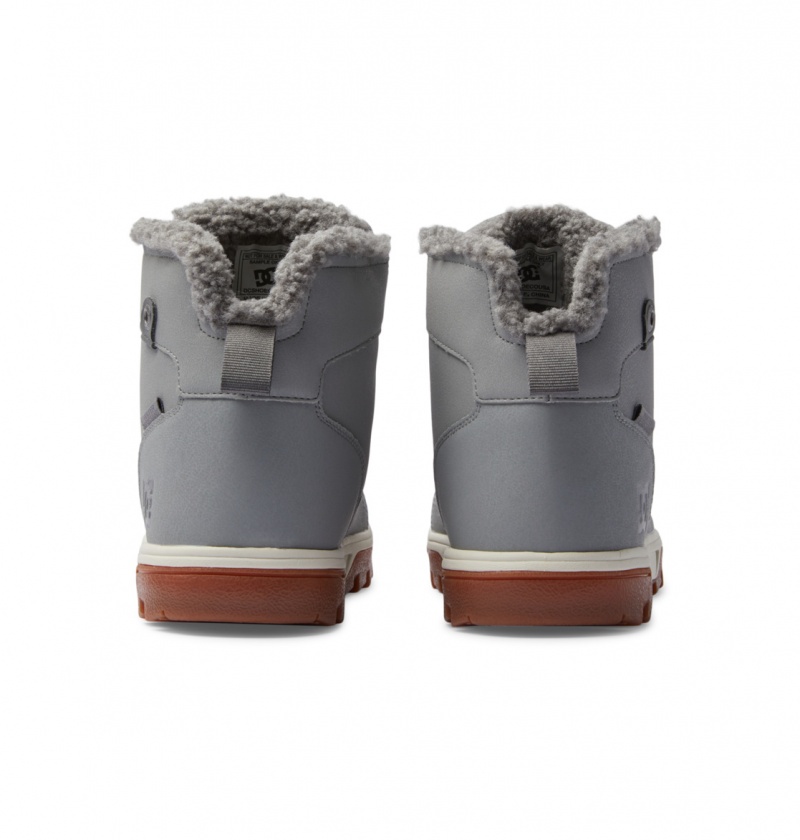 Grey / Gum DC Shoes Woodland - Sherpa Lined Leather Boots | 865NWCKLD