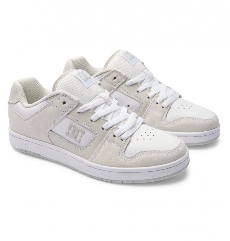 Grey / White DC Shoes Manteca - Leather Shoes | 957FNZIXC