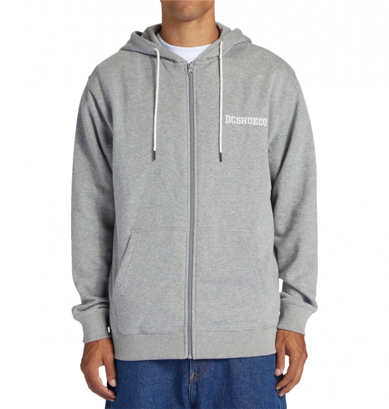 Medium Grey Heather DC Shoes Baseline - Zip-Up Hoodie | 524AZEUXN