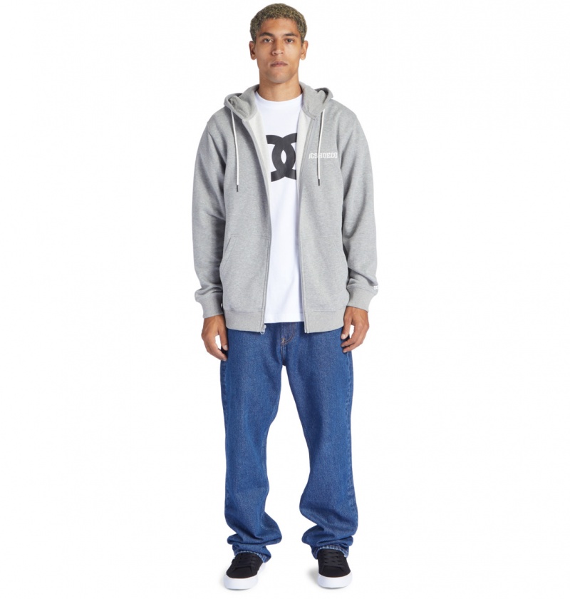 Medium Grey Heather DC Shoes Baseline - Zip-Up Hoodie | 524AZEUXN