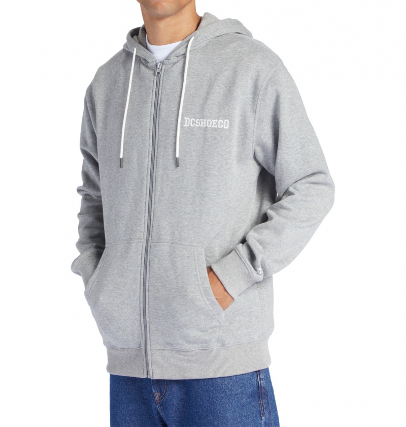 Medium Grey Heather DC Shoes Baseline - Zip-Up Hoodie | 524AZEUXN