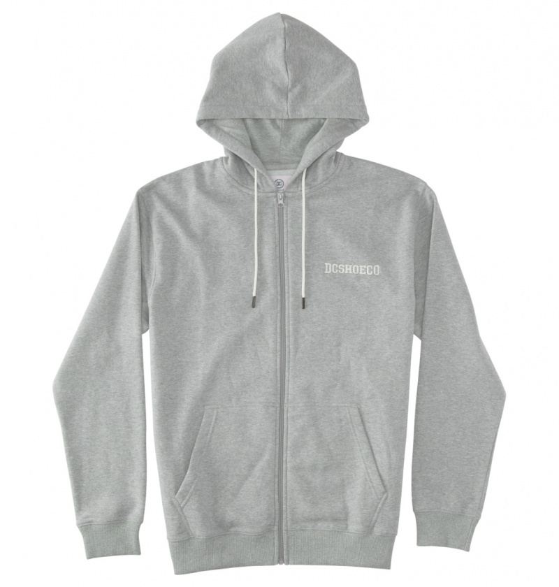 Medium Grey Heather DC Shoes Baseline - Zip-Up Hoodie | 524AZEUXN