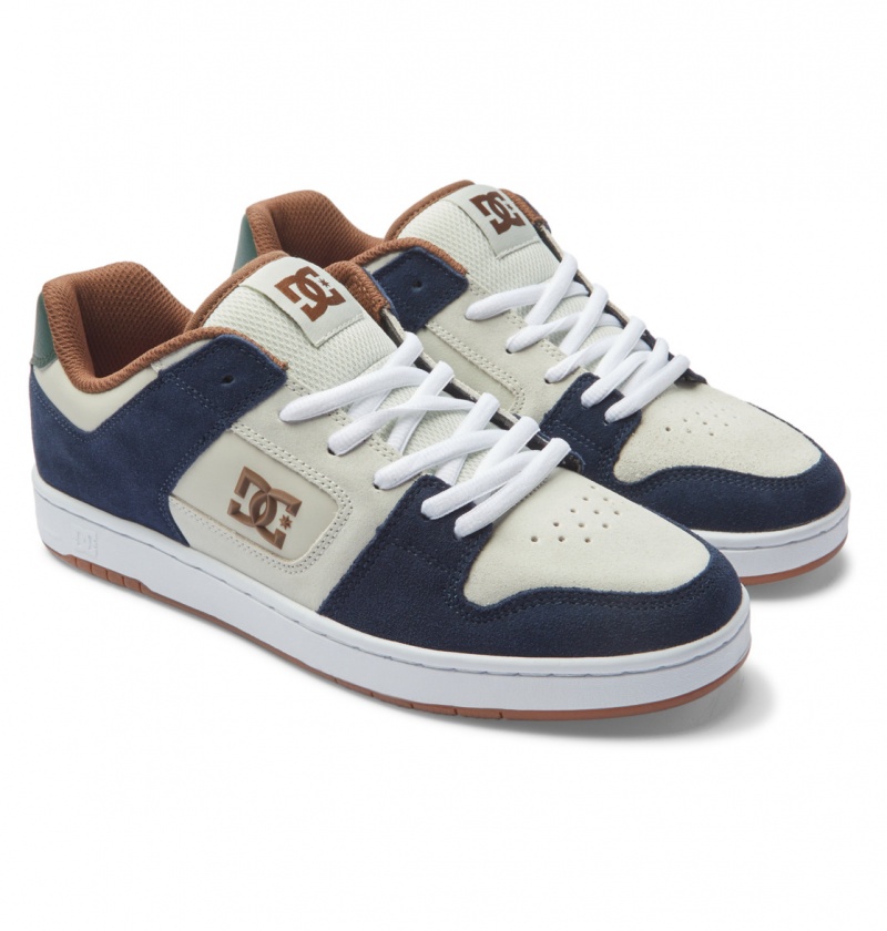 Navy / Khaki DC Shoes Manteca S - Leather Skate Shoes | 497SHXTRK