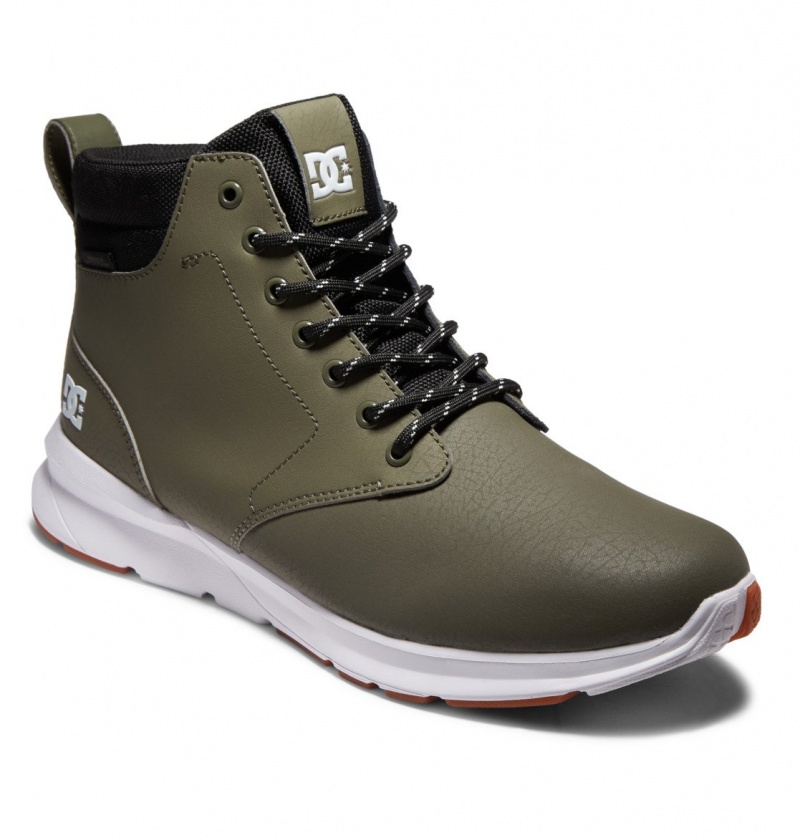 Olive / White DC Shoes Mason 2 - Water Resistant Leather Shoes | 194ZKXDYB