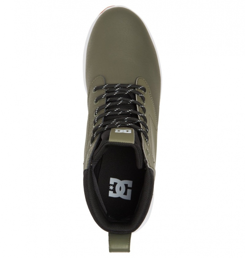 Olive / White DC Shoes Mason 2 - Water Resistant Leather Shoes | 194ZKXDYB