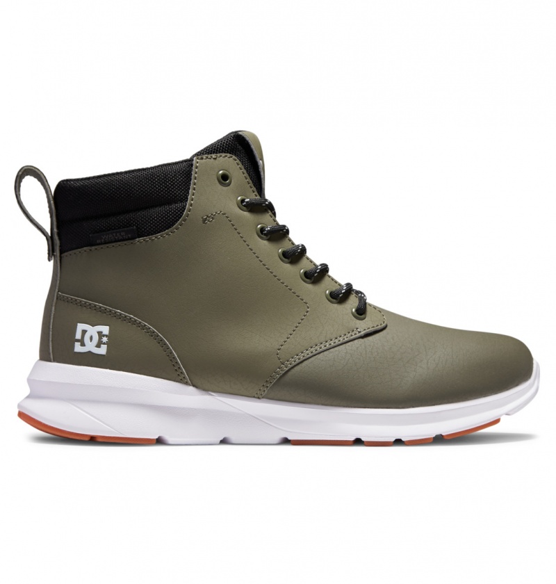 Olive / White DC Shoes Mason 2 - Water Resistant Leather Shoes | 194ZKXDYB