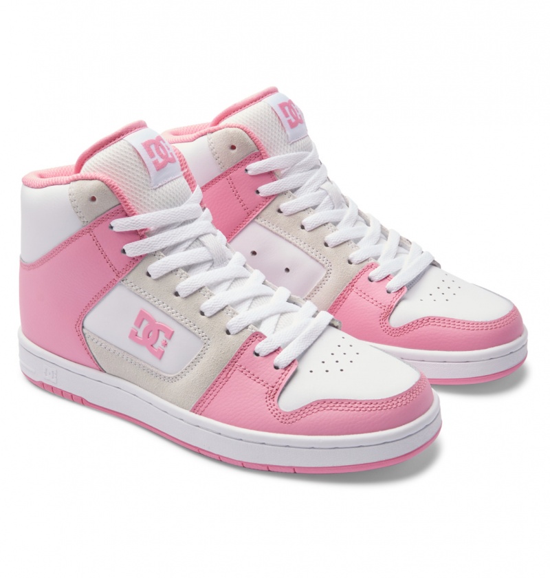 Pink / White DC Shoes Manteca 4 Hi - High-Top Leather Shoes | 723TIGBNP