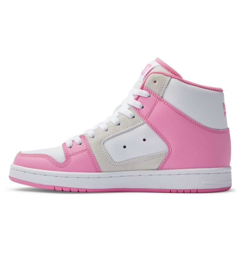 Pink / White DC Shoes Manteca 4 Hi - High-Top Leather Shoes | 723TIGBNP