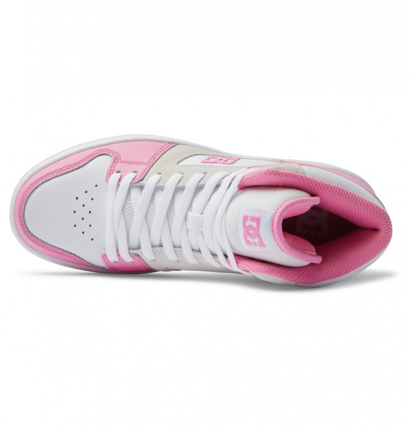 Pink / White DC Shoes Manteca 4 Hi - High-Top Leather Shoes | 723TIGBNP