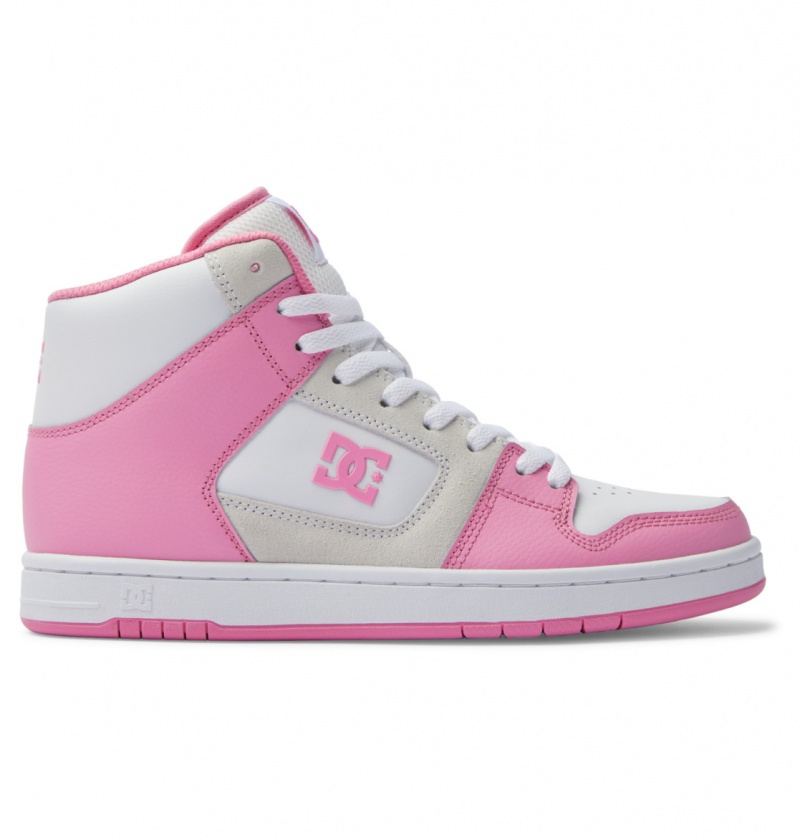 Pink / White DC Shoes Manteca 4 Hi - High-Top Leather Shoes | 723TIGBNP