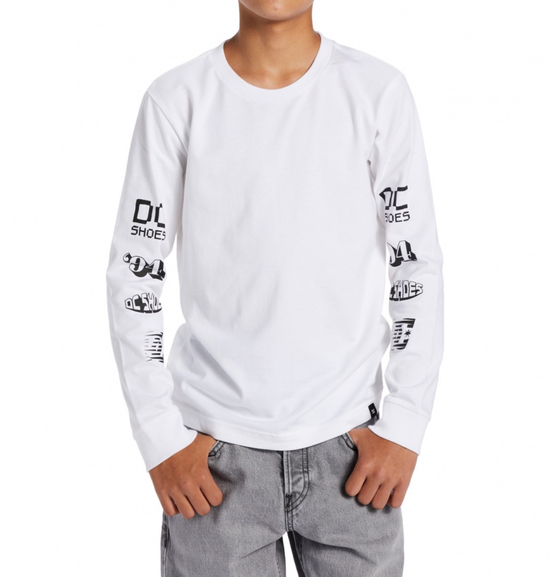 White DC Shoes All Smiles - Long Sleeve T-Shirt 10-16 | 765EKRUWP