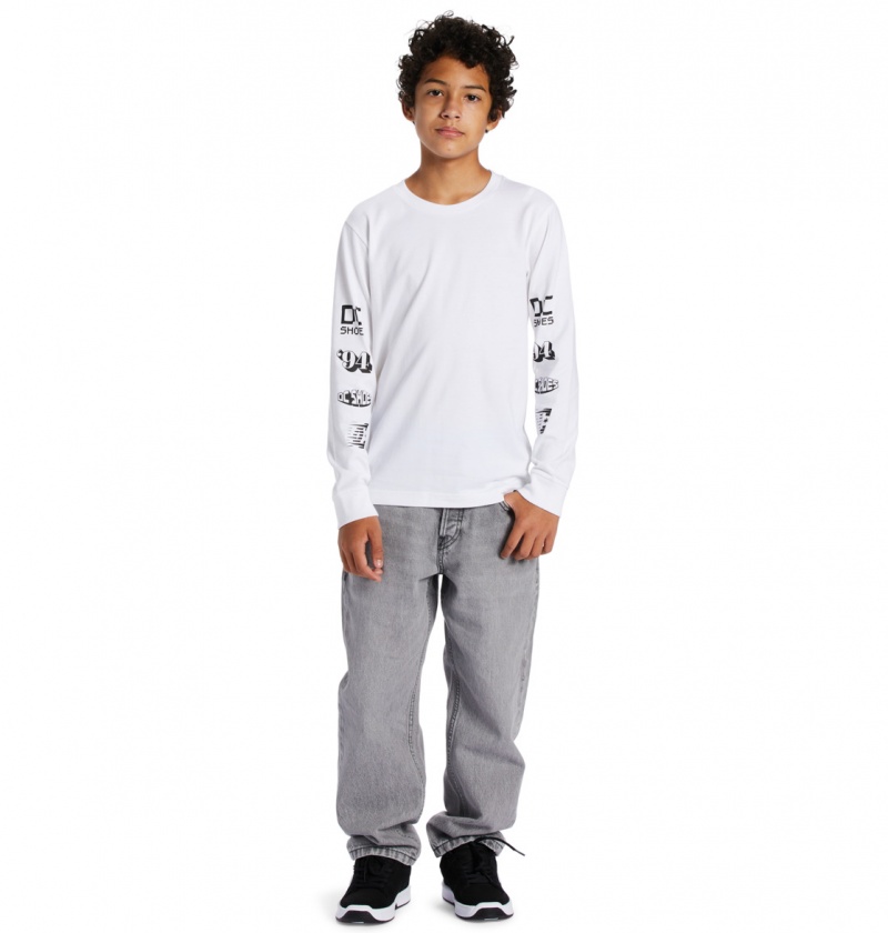 White DC Shoes All Smiles - Long Sleeve T-Shirt 10-16 | 765EKRUWP