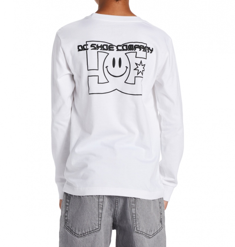 White DC Shoes All Smiles - Long Sleeve T-Shirt 10-16 | 765EKRUWP