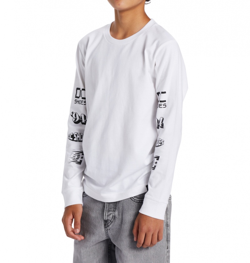 White DC Shoes All Smiles - Long Sleeve T-Shirt 10-16 | 765EKRUWP