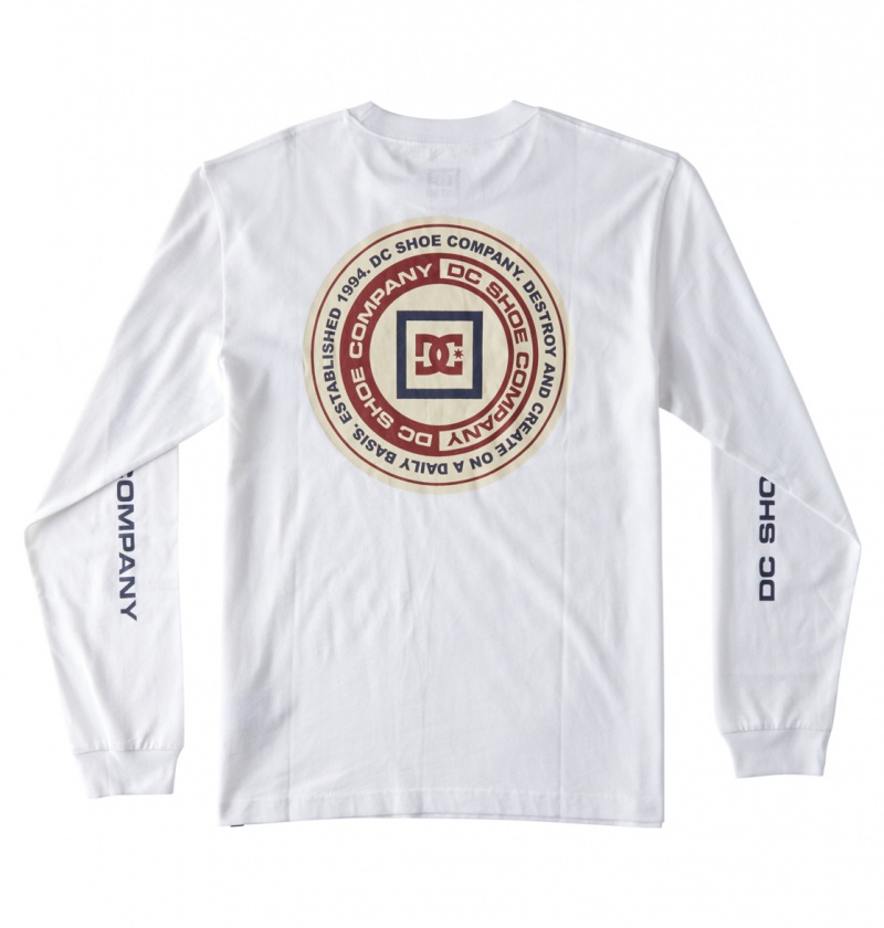 White DC Shoes Old Head - Long Sleeve T-Shirt | 162JUQFYL