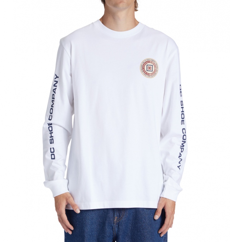 White DC Shoes Old Head - Long Sleeve T-Shirt | 162JUQFYL