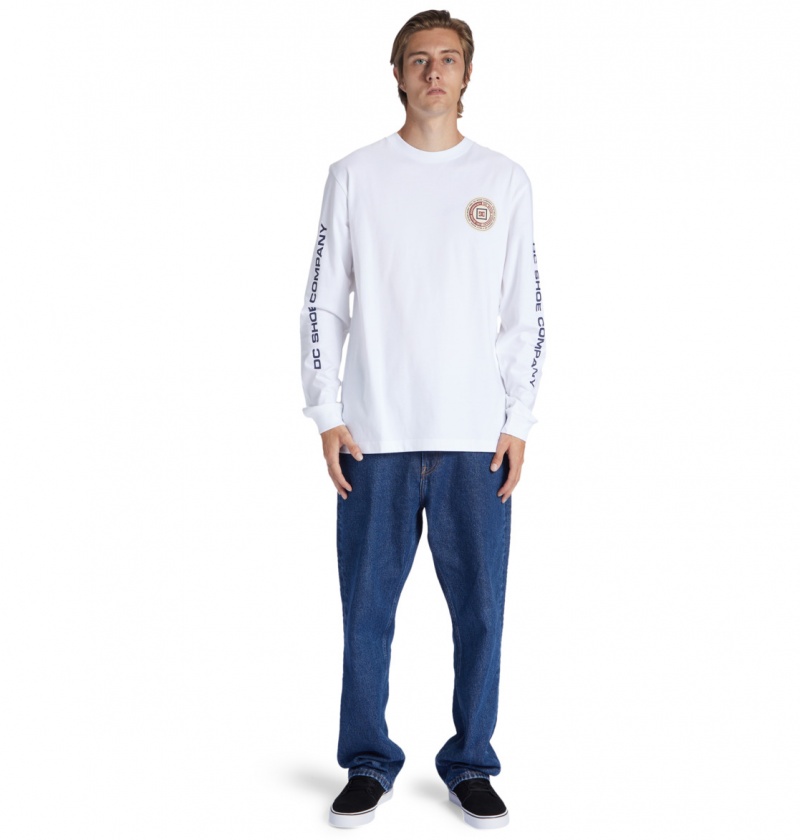 White DC Shoes Old Head - Long Sleeve T-Shirt | 162JUQFYL