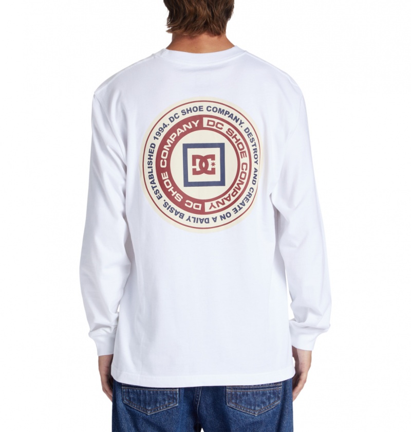 White DC Shoes Old Head - Long Sleeve T-Shirt | 162JUQFYL