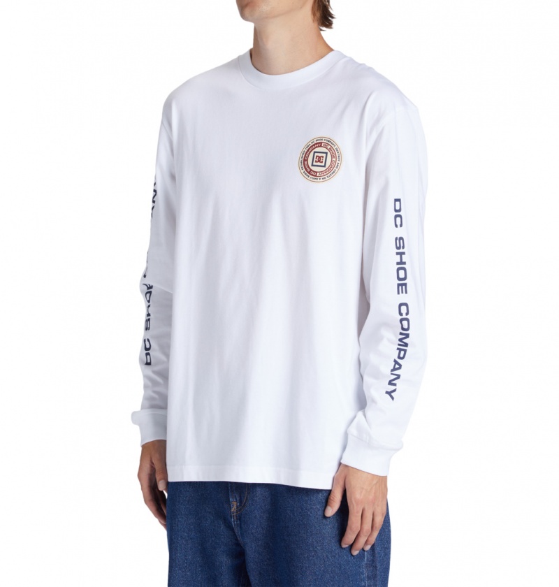 White DC Shoes Old Head - Long Sleeve T-Shirt | 162JUQFYL