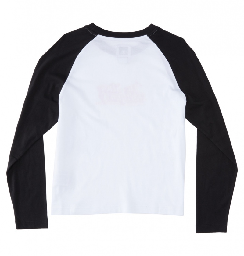 White / Black DC Shoes Timeless Raglan - Long Sleeve T-Shirt | 431JGLZRP