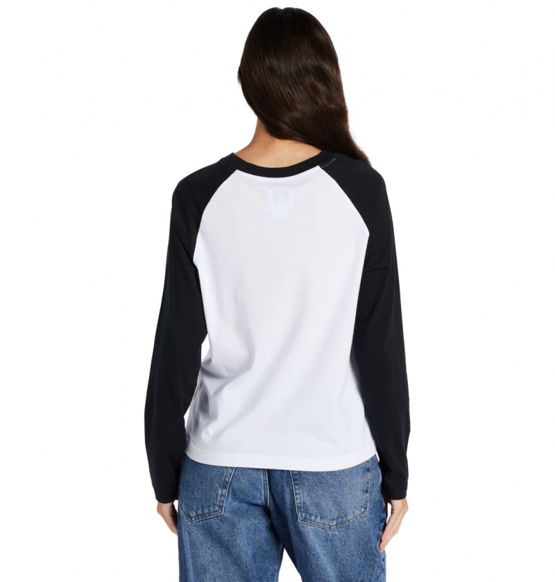 White / Black DC Shoes Timeless Raglan - Long Sleeve T-Shirt | 431JGLZRP